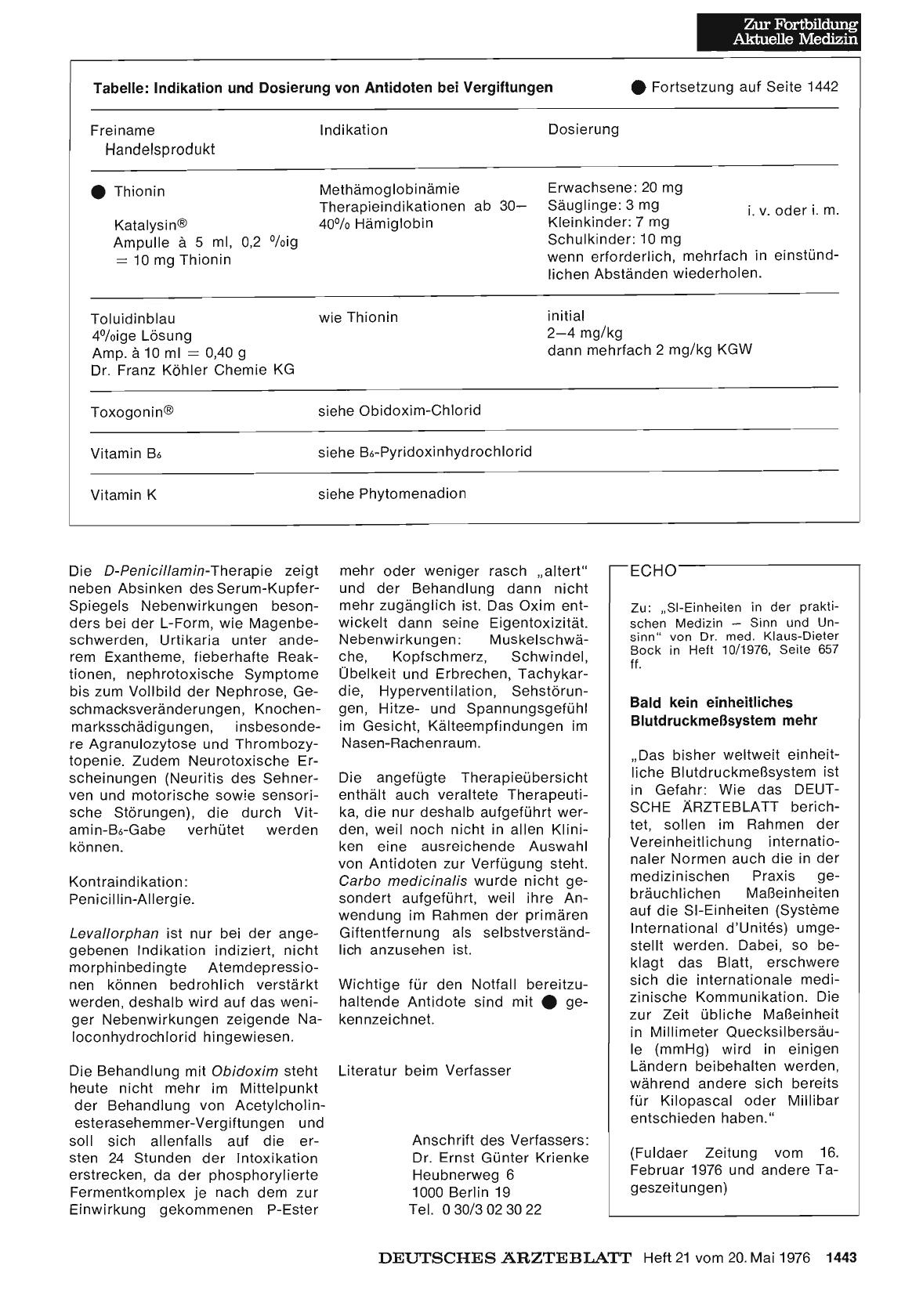 Vorschauseite 1: Bald kein einheitliches Blutdruckmeßsystem mehr