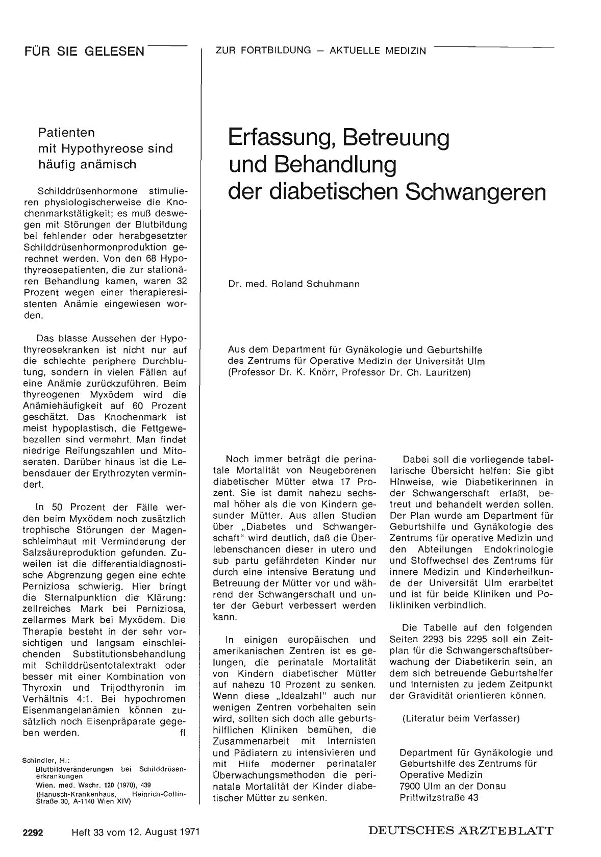 Vorschauseite 1: Erfassung, Betreuung und Behandlung der diabetischen Schwangeren
