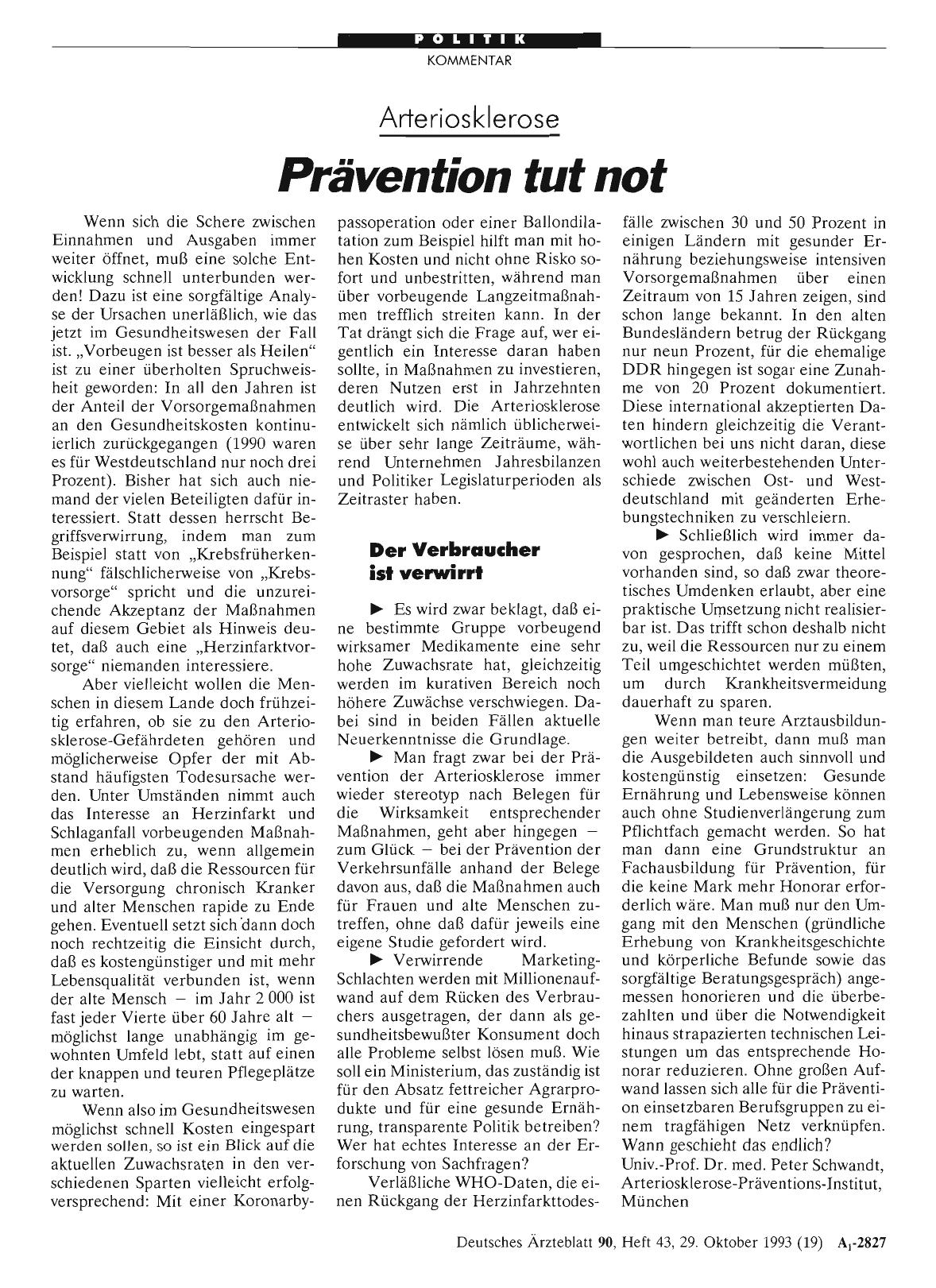 Vorschauseite 1: Arteriosklerose: Prävention tut not