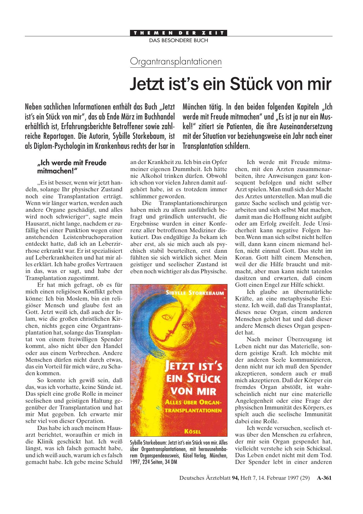 Vorschauseite 1: Jetzt ist's ein Stück von mir