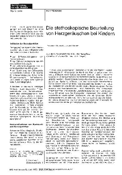 Vorschauseite 1: Die stethoskopische Beurteilung von Herzgeräuschen bei Kindern