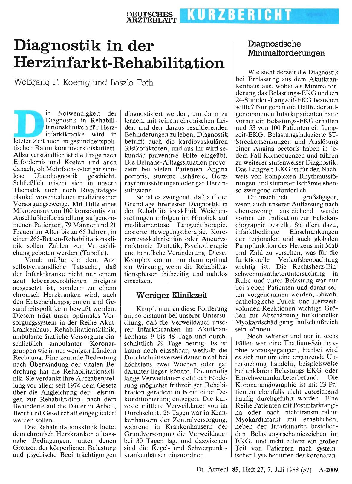 Vorschauseite 1: Diagnostik in der Herzinfarkt-Rehabilitation