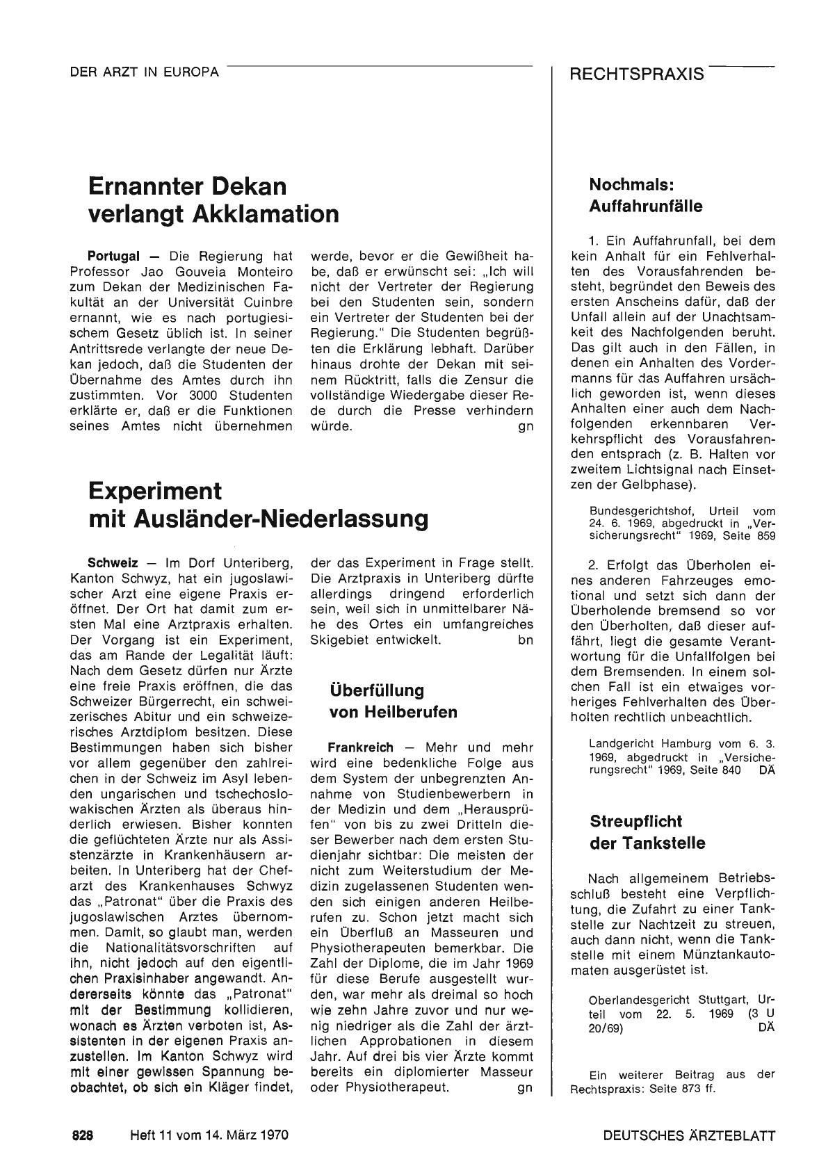 Vorschauseite 1: Ernannter Dekan verlangt Akklamation