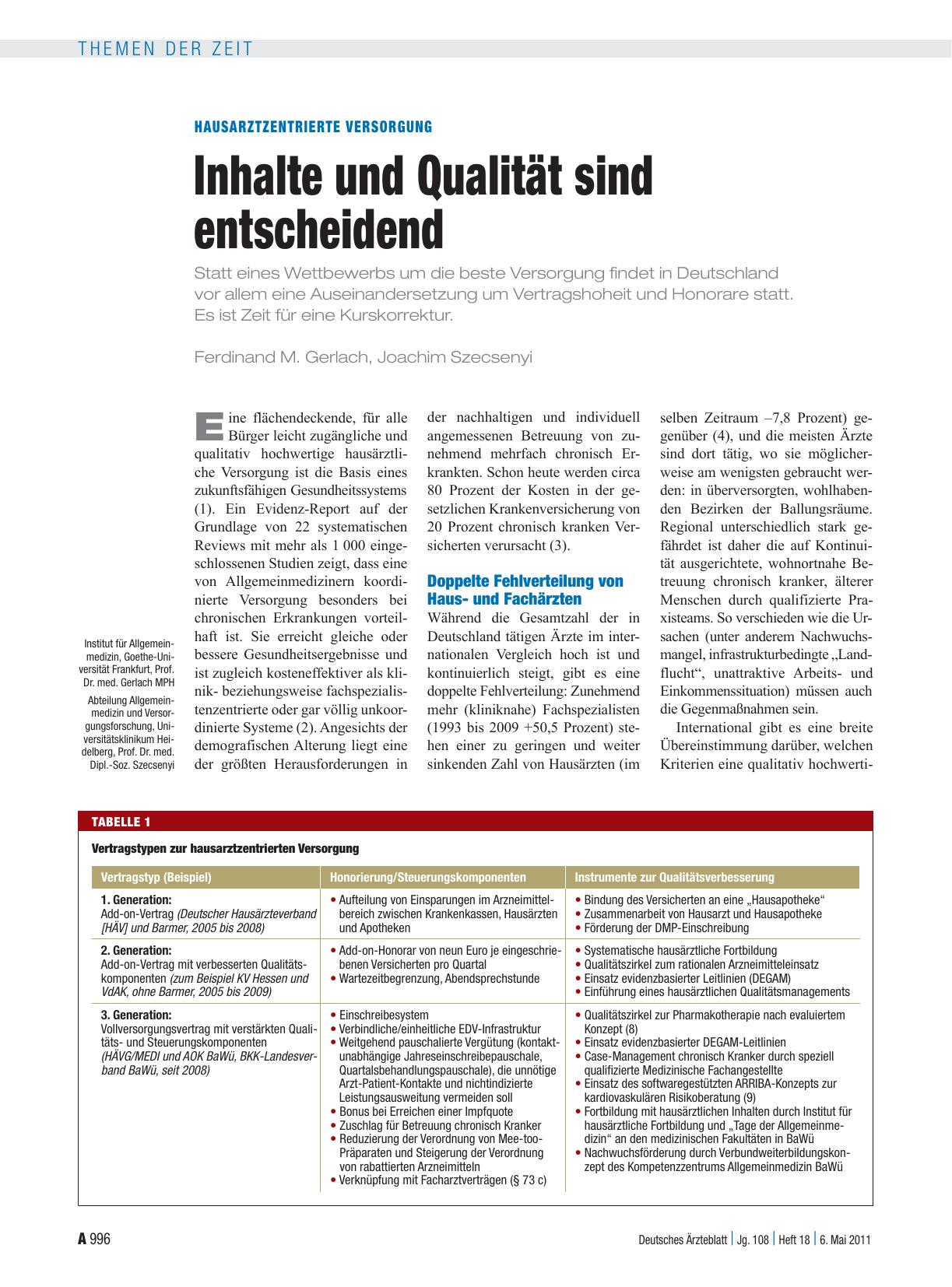 Vorschauseite 1: Hausarztzentrierte Versorgung: Inhalte und Qualität sind entscheidend