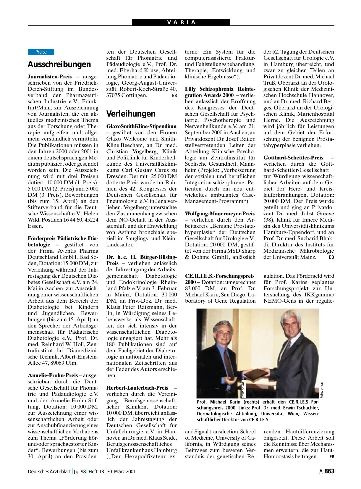 Vorschauseite 1: Ausschreibungen
