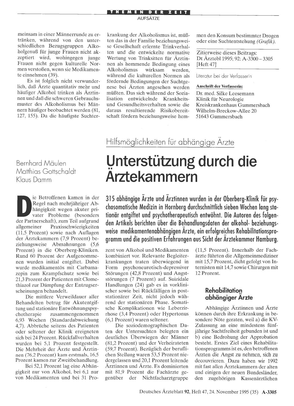 Vorschauseite 1: Hilfsmöglichkeiten für abhängige Arzte: Unterstützung durch die Arztekammern