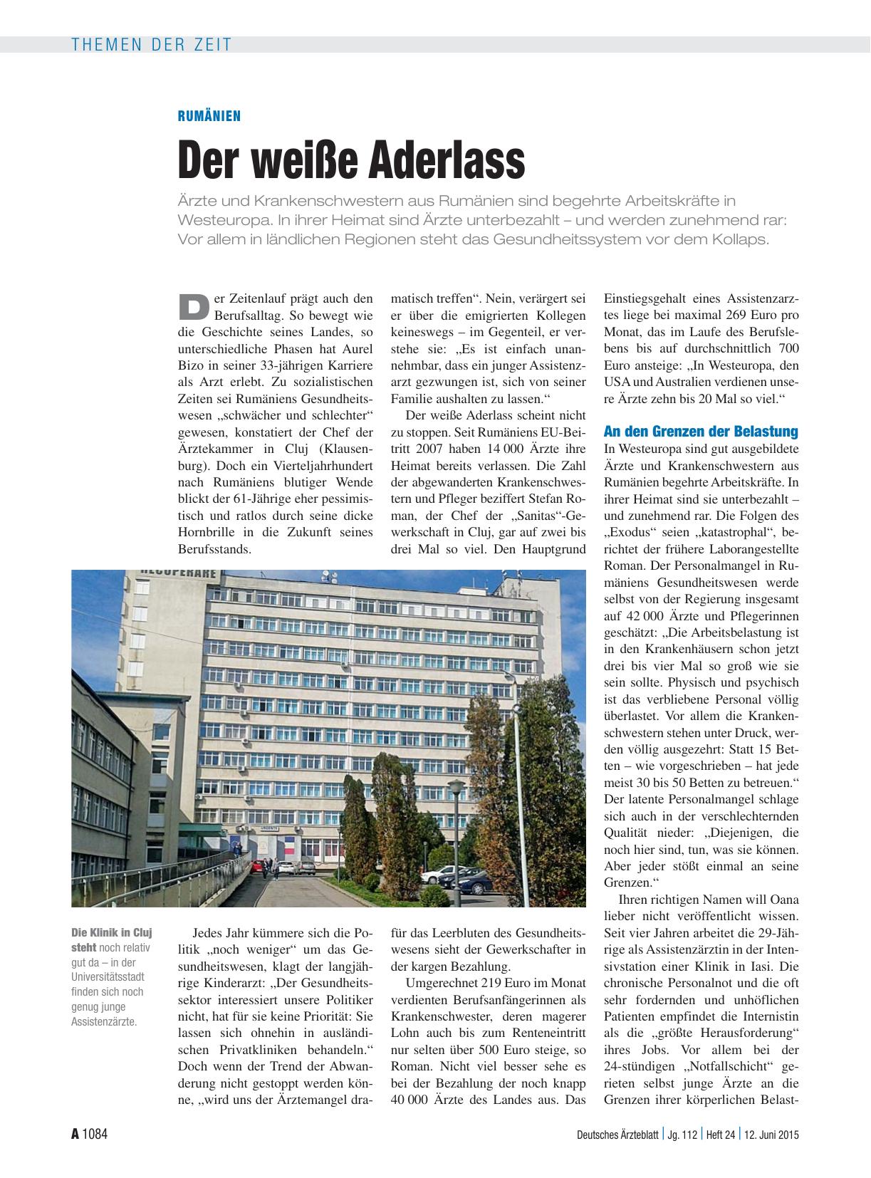 Vorschauseite 1: Rumänien: Der weiße Aderlass