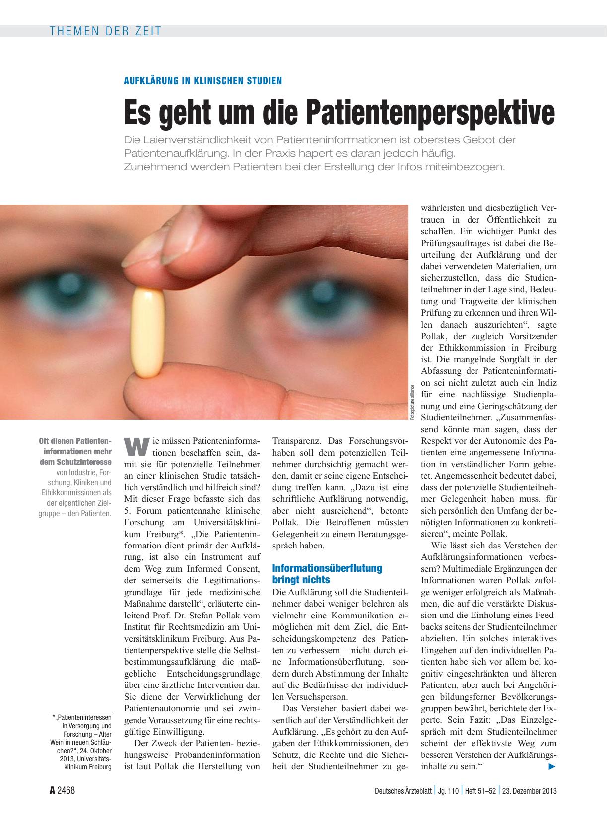 Vorschauseite 1: Aufklärung in Klinischen Studien: Es geht um die Patientenperspektive