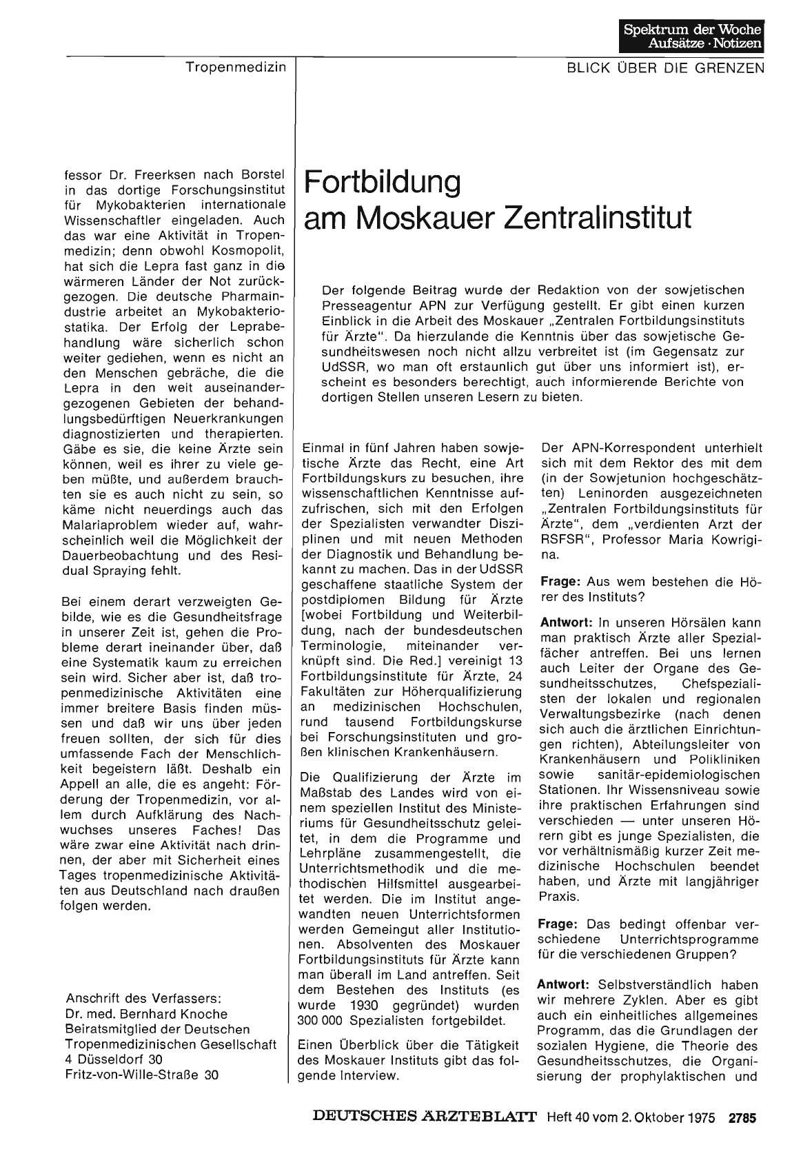 Vorschauseite 1: Fortbildung am Moskauer Zentralinstitut