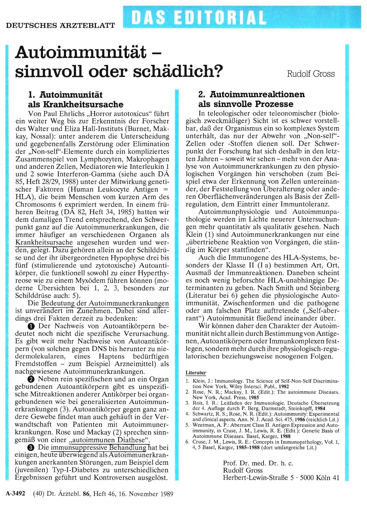 Vorschauseite 1: Autoimmunität – sinnvoll oder schädlich?