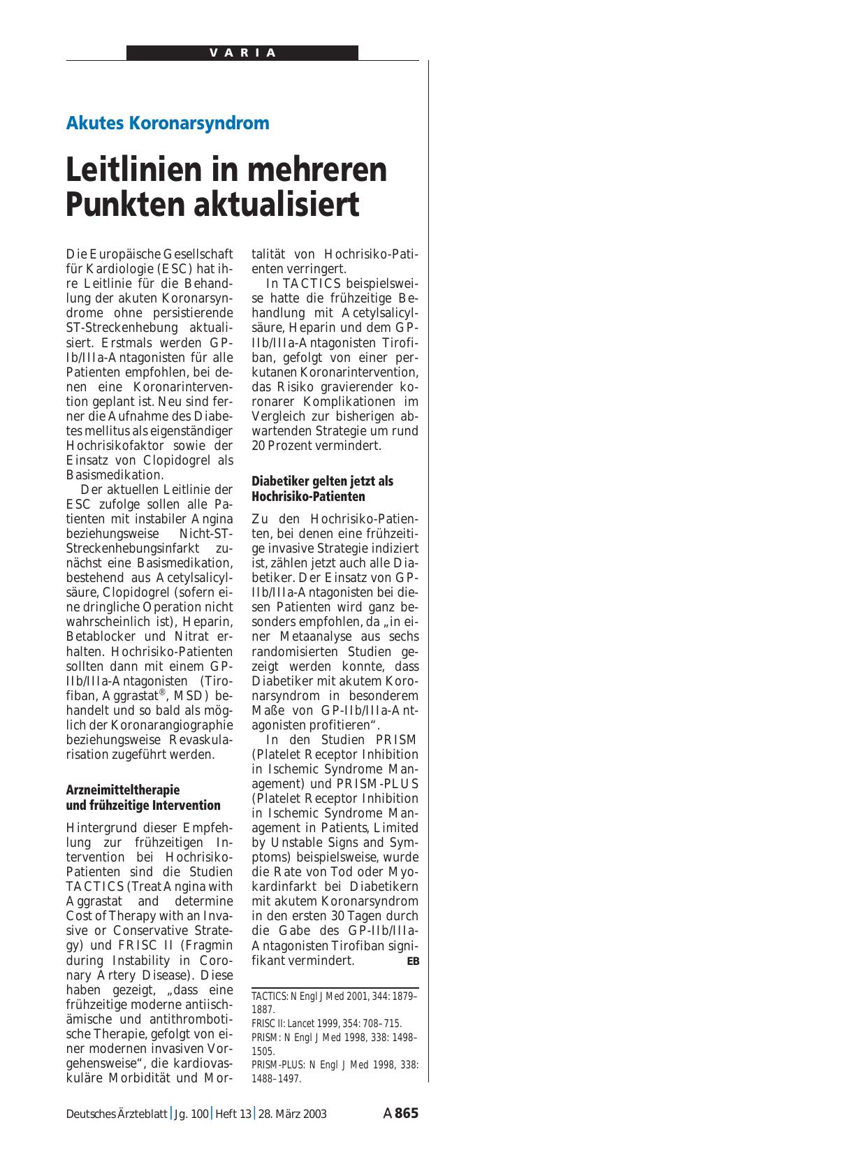Vorschauseite 1: Akutes Koronarsyndrom: Leitlinien in mehreren Punkten aktualisiert