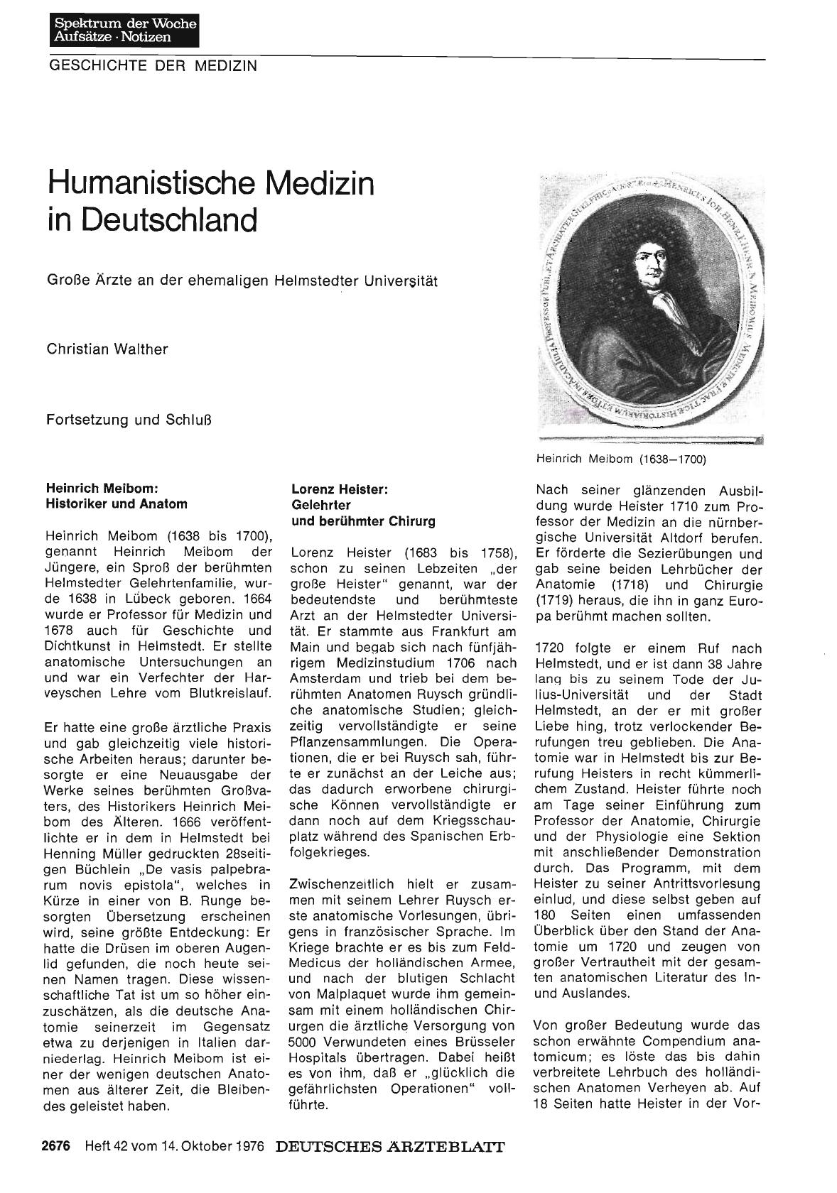 Vorschauseite 1: Humanistische Medizin in Deutschland: Große Ärzte an der ehemaligen Helmstedter Universität