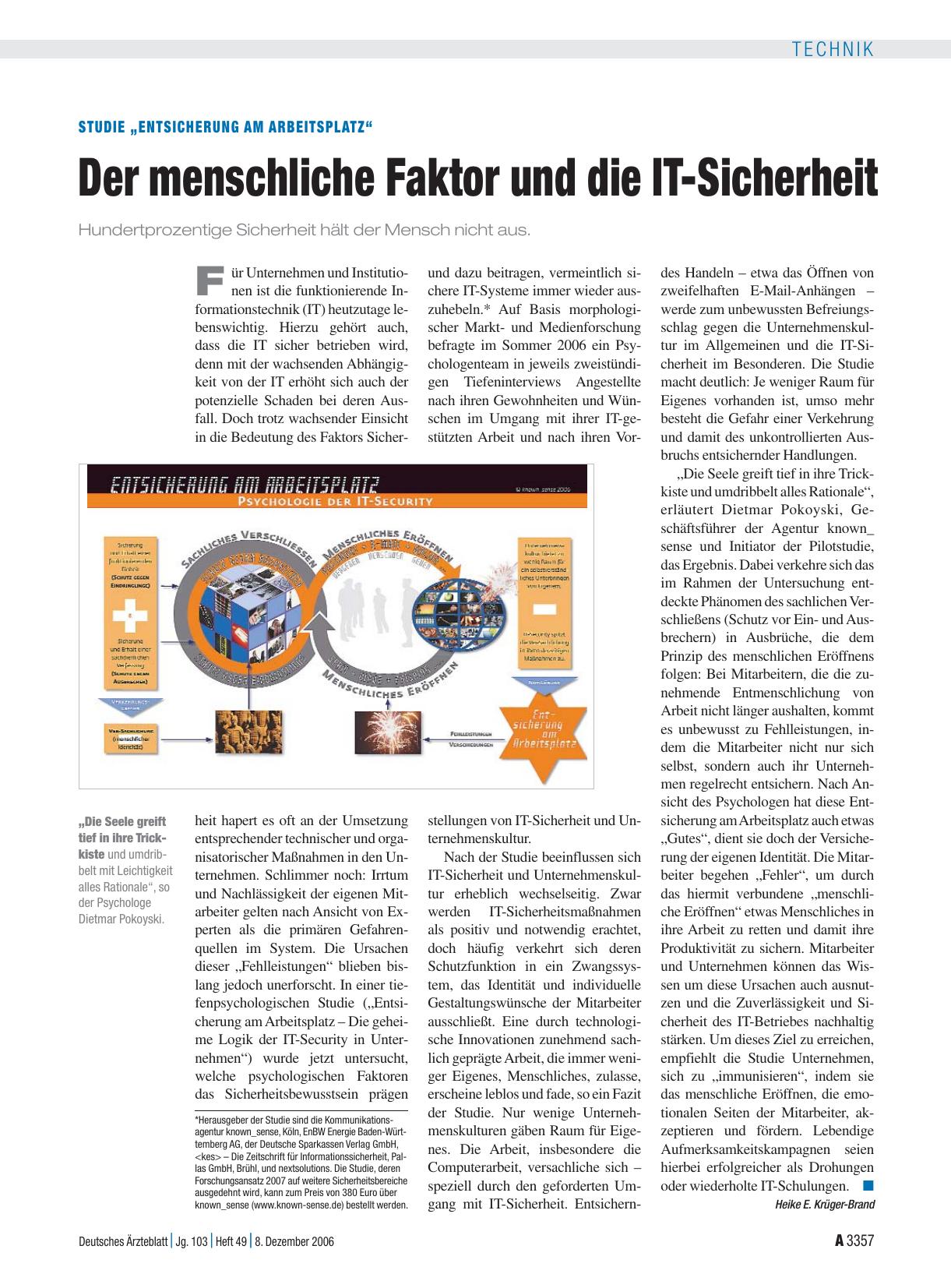 Vorschauseite 1: Studie „Entsicherung am Arbeitsplatz“: Der menschliche Faktor und die IT-Sicherheit