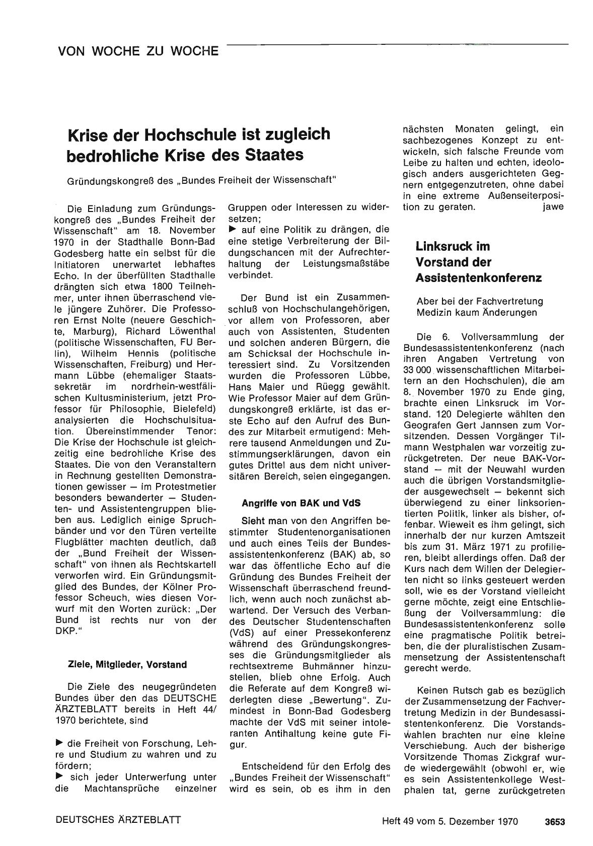 Vorschauseite 1: Linksruck im Vorstand der Assistentenkonferenz