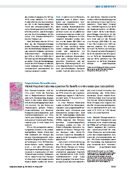 Vorschauseite 1: Fortgeschrittenes Nierenzellkarzinom: Patient Reported Outcomes sprechen für Benefit von Nivolumab plus Cabozantinib