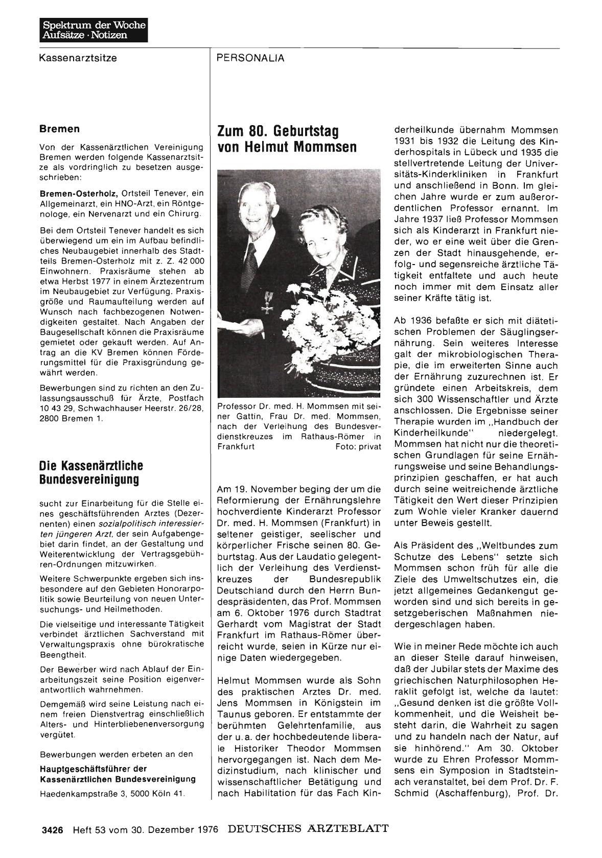 Vorschauseite 1: Die Kassenärztliche Bundesvereinigung sucht geschäftsführenden Arzt (Dezernenten)