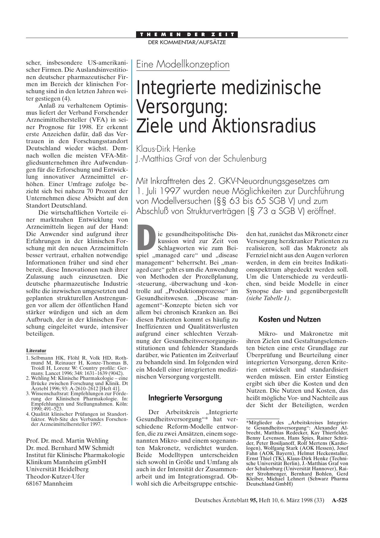 Vorschauseite 1: Eine Modellkonzeption – Integrierte medizinische Versorgung: Ziele und Aktionsradius