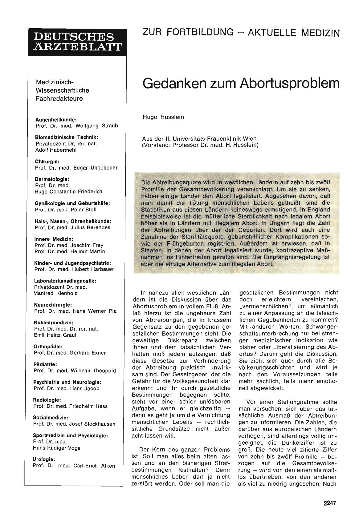 Vorschauseite 1: Gedanken zum Abortusproblem