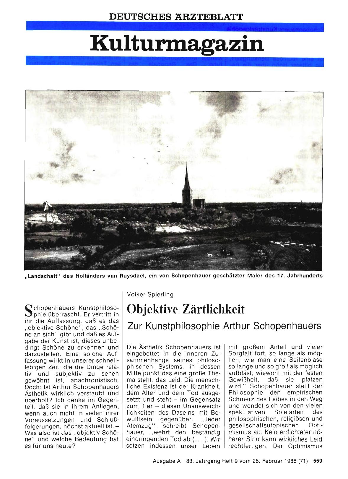 Vorschauseite 1: Objektive Zärtlichkeit: Zur Kunstphilosophie Arthur Schopenhauers