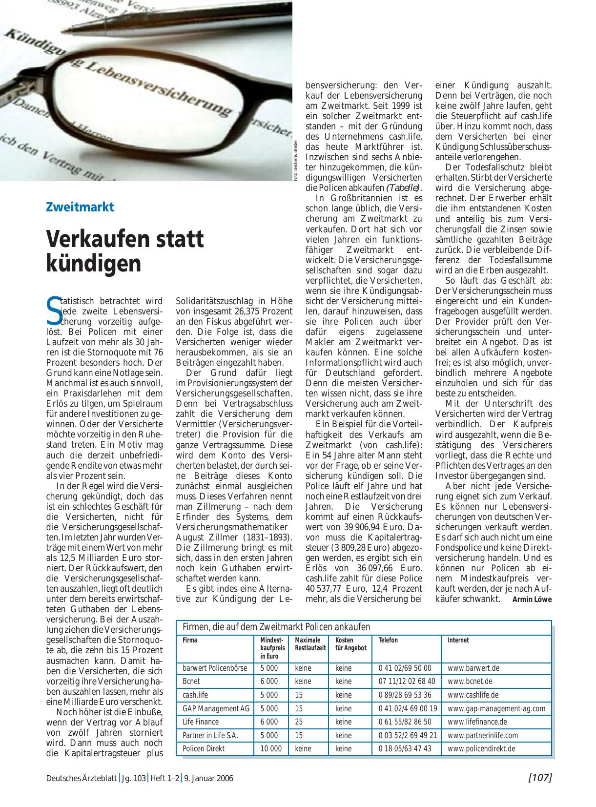 Vorschauseite 1: Zweitmarkt: Verkaufen statt kündigen