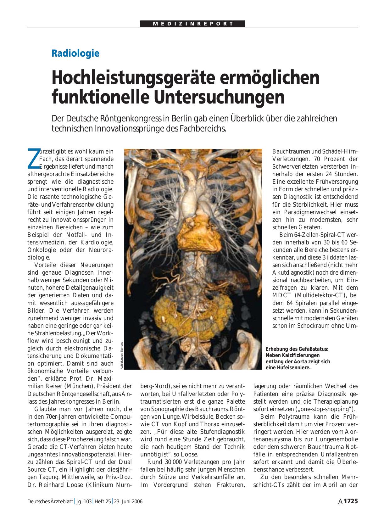 Vorschauseite 1: Radiologie: Hochleistungsgeräte ermöglichen funktionelle Untersuchungen