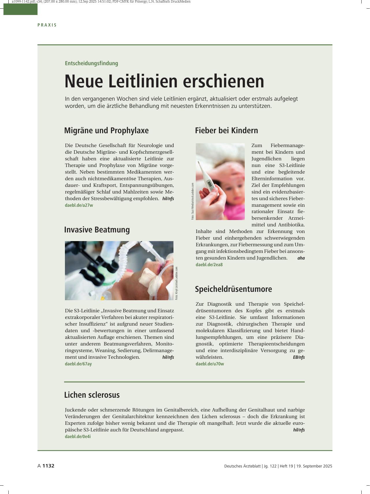 Vorschauseite 1: Entscheidungsfindung: Neue Leitlinien erschienen