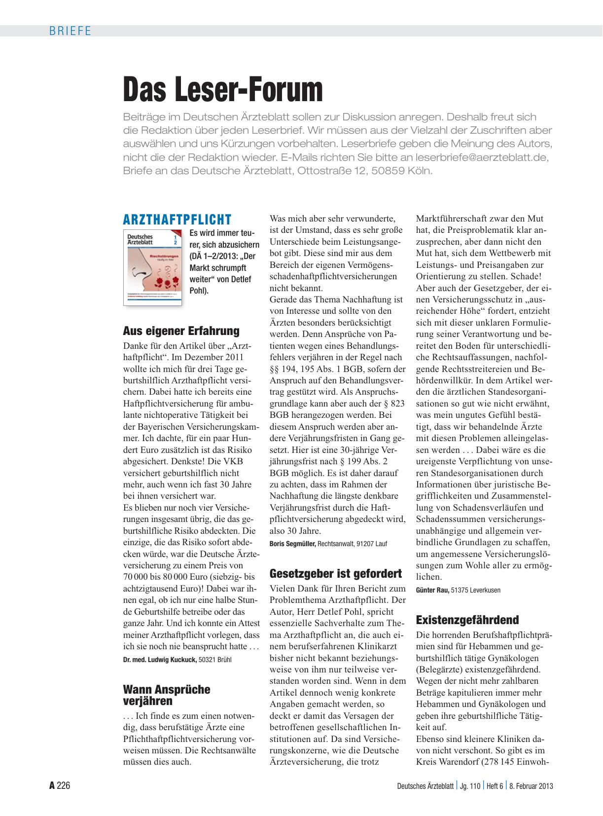 Vorschauseite 1: Arzthaftpflicht: Aus eigener Erfahrung
