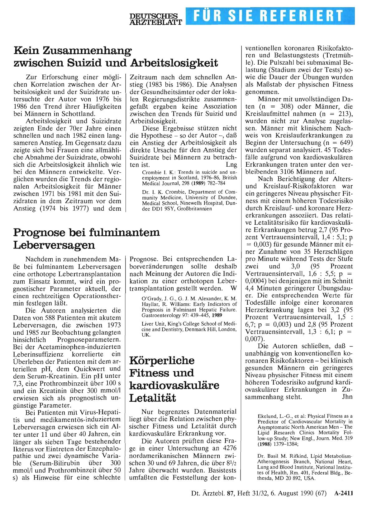 Vorschauseite 1: Kein Zusammenhang zwischen Suizid und Arbeitslosigkeit