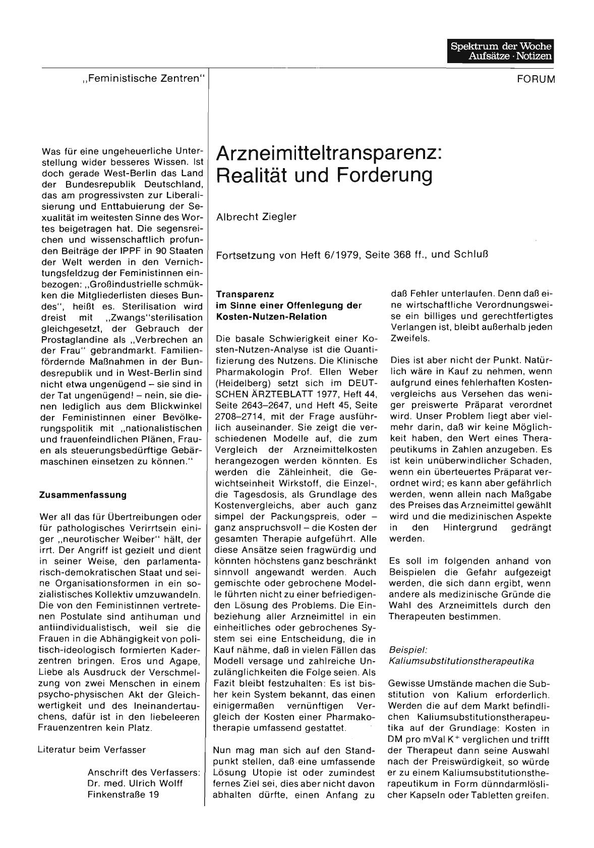 Vorschauseite 1: Arzneimitteltransparenz: Realität und Forderung