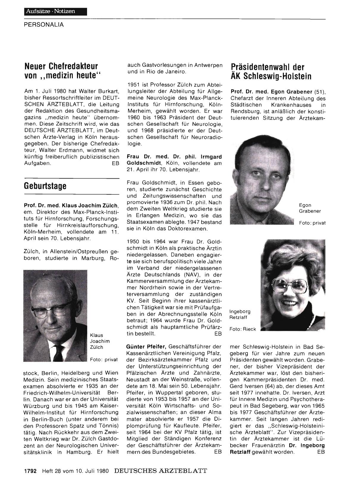 Vorschauseite 1: Präsidentenwahl der ÄK Schleswig-Holstein