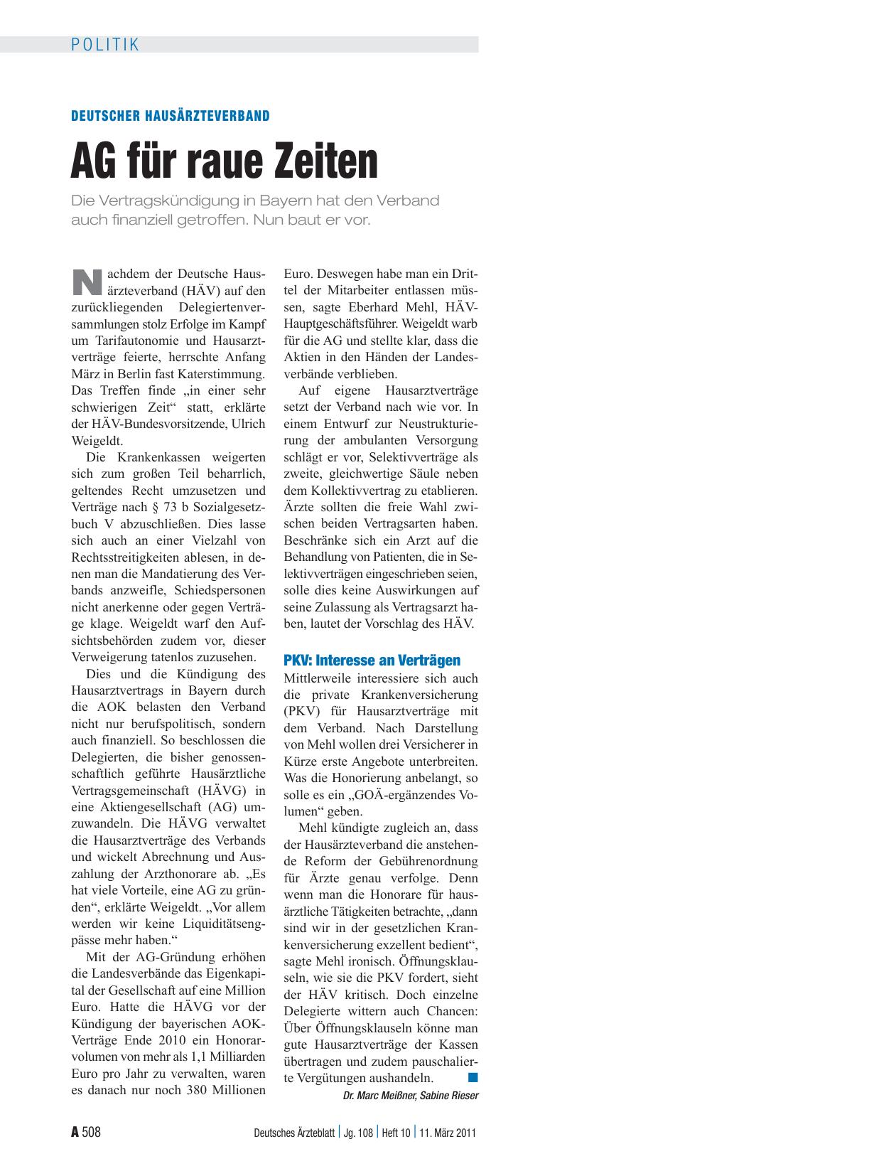 Vorschauseite 1: Deutscher Hausärzteverband: AG für raue Zeiten