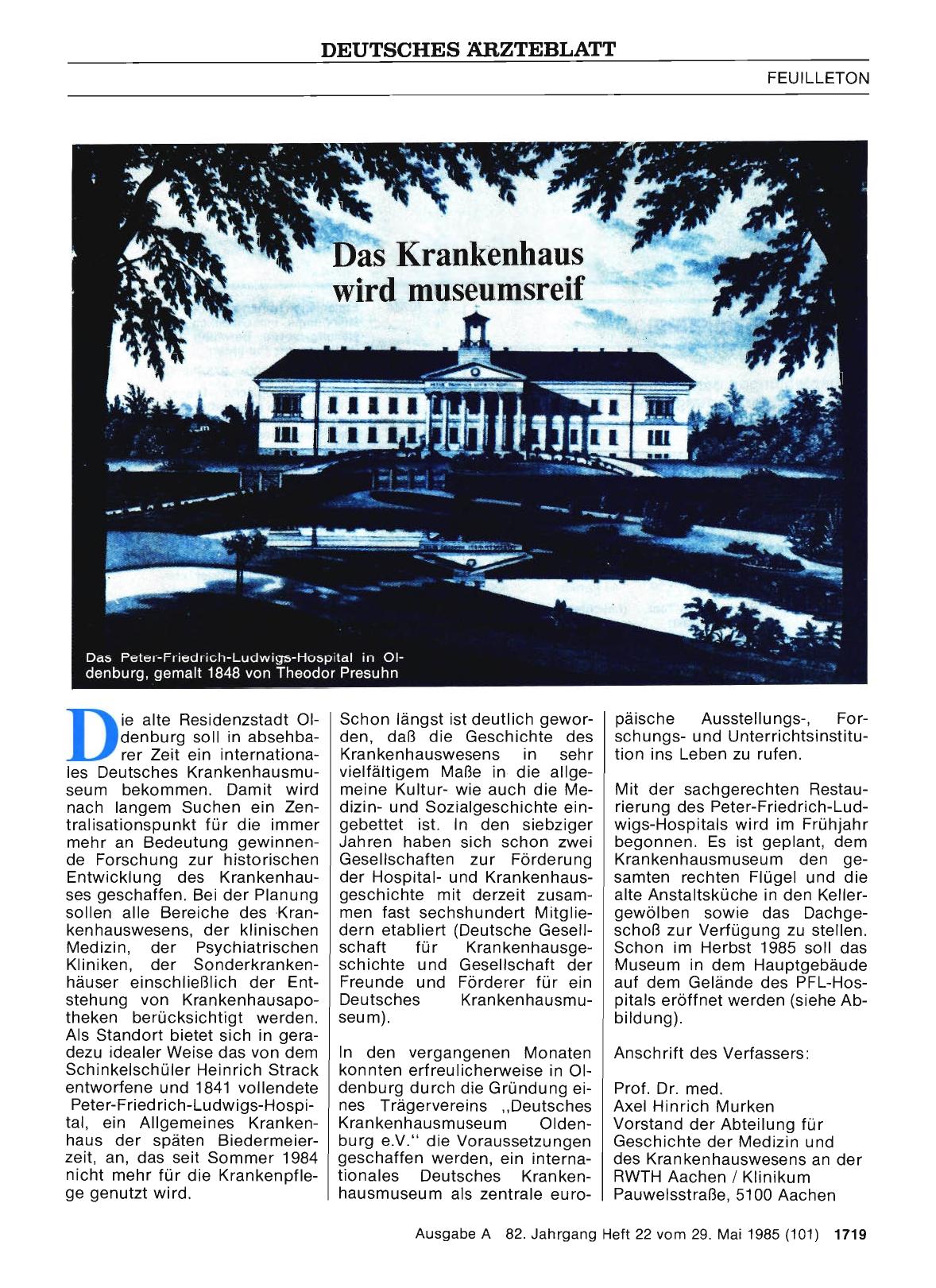 Vorschauseite 1: Das Krankenhaus wird museumsreif