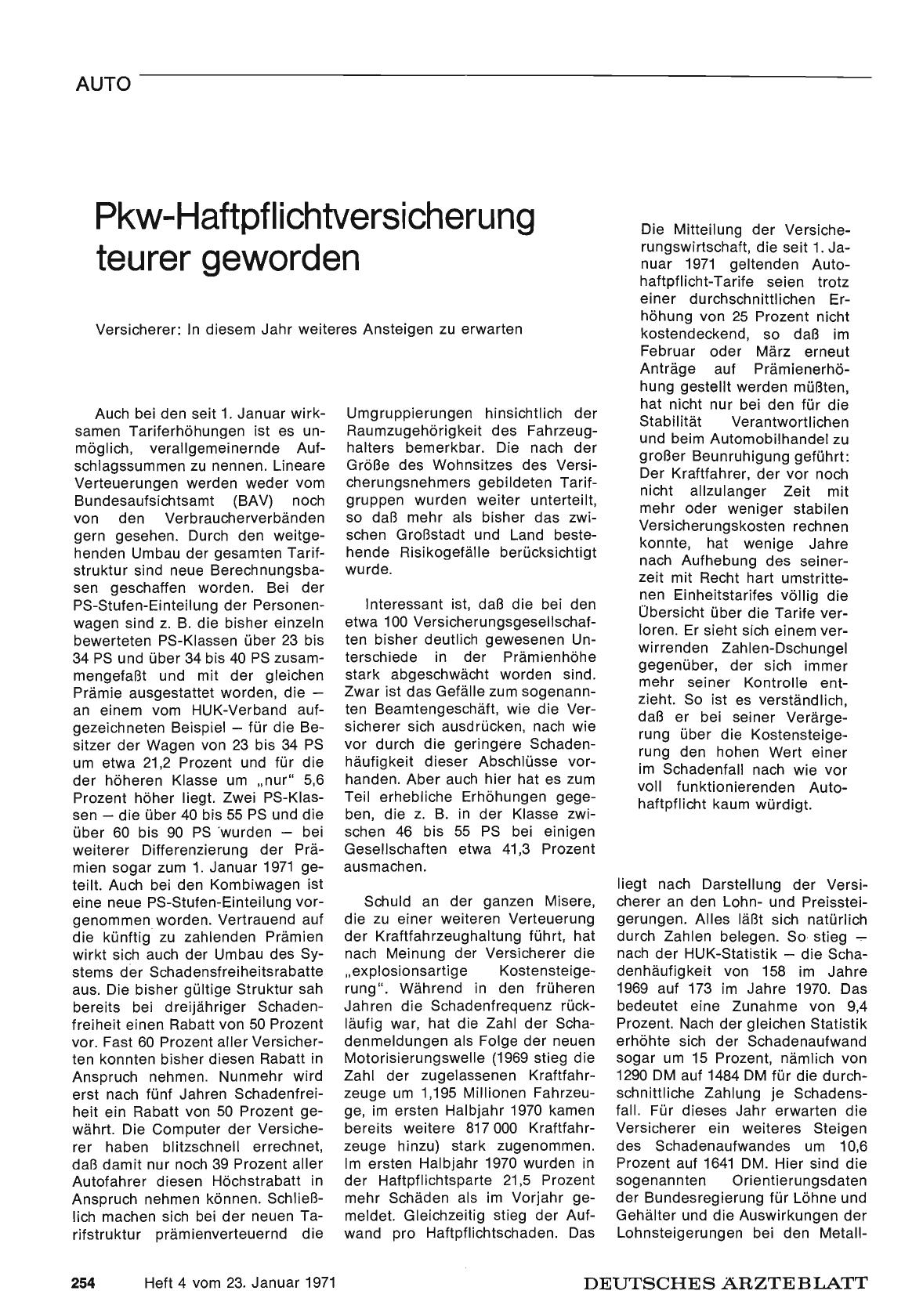 Vorschauseite 1: Pkw-Haftpflichtversicherung teurer geworden