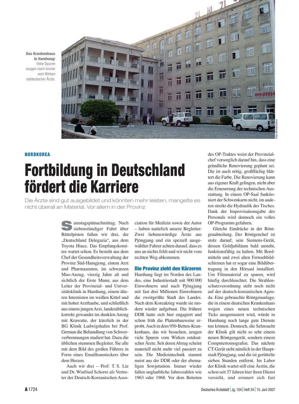 Vorschauseite 1: Nordkorea: Fortbildung in Deutschland fördert die Karriere