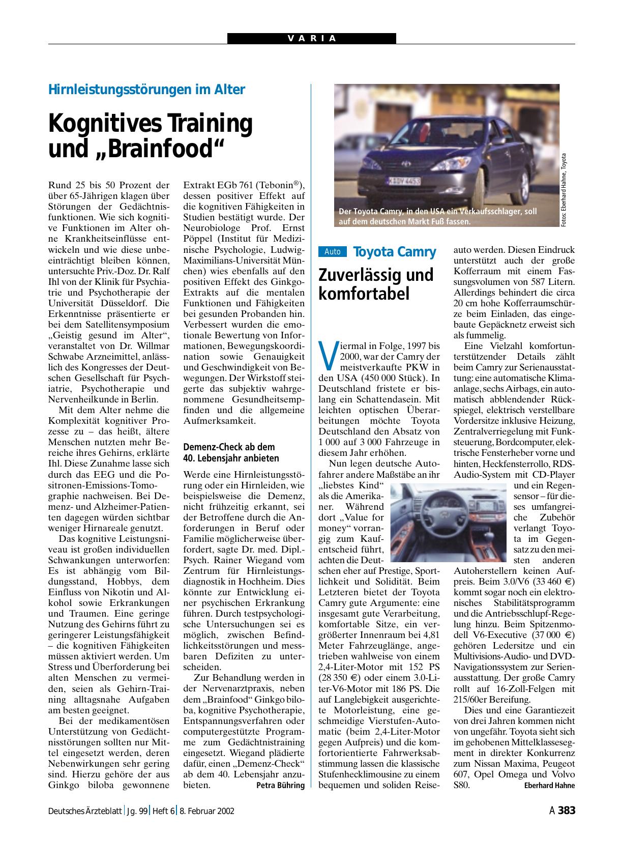Vorschauseite 1: Hirnleistungsstörungen im Alter: Kognitives Training und „Brainfood“