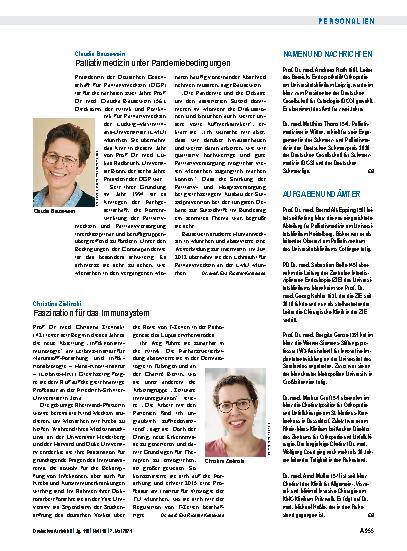 Vorschauseite 1: Claudia Bausewein: Palliativmedizin unter Pandemiebedingungen