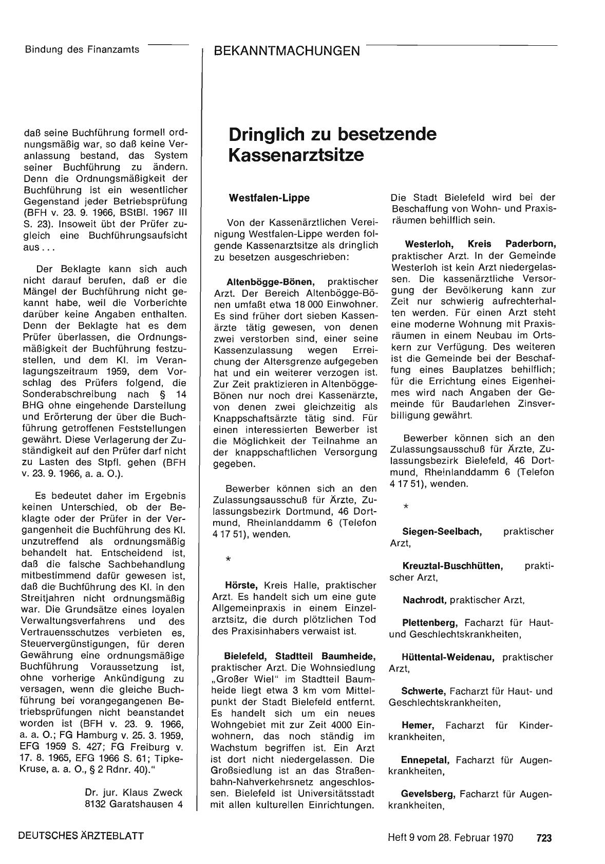 Vorschauseite 1: Dringlich zu besetzende Kassenarztsitze
