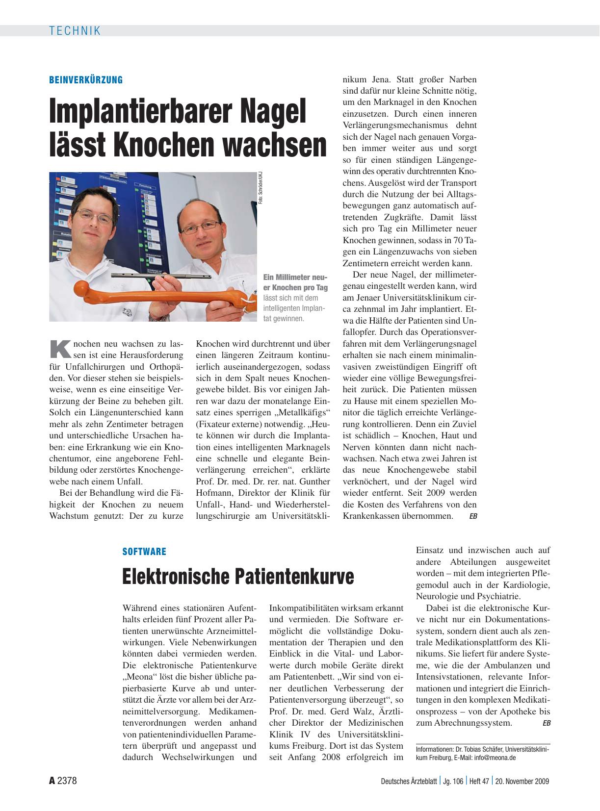 Vorschauseite 1: Software: Elektronische Patientenkurve