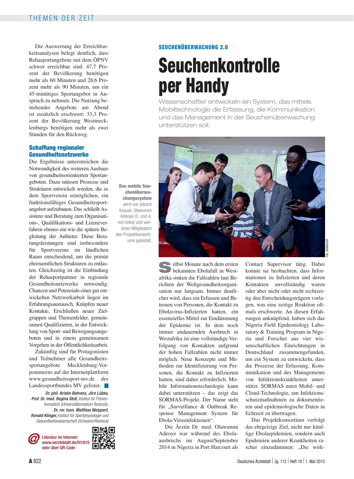 Vorschauseite 1: Seuchenüberwachung 2.0: Seuchenkontrolle per Handy
