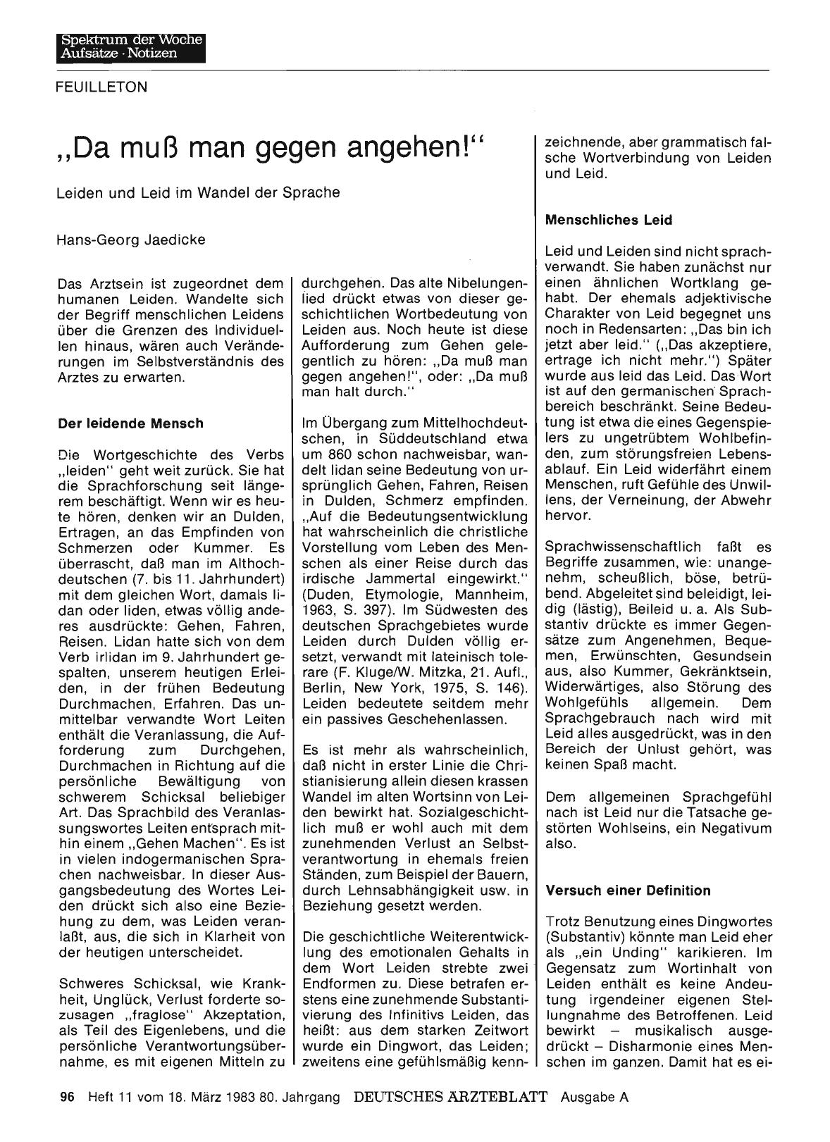 Vorschauseite 1: „Da muß man gegen angehen! “ Leiden und Leid im Wandel der Sprache.