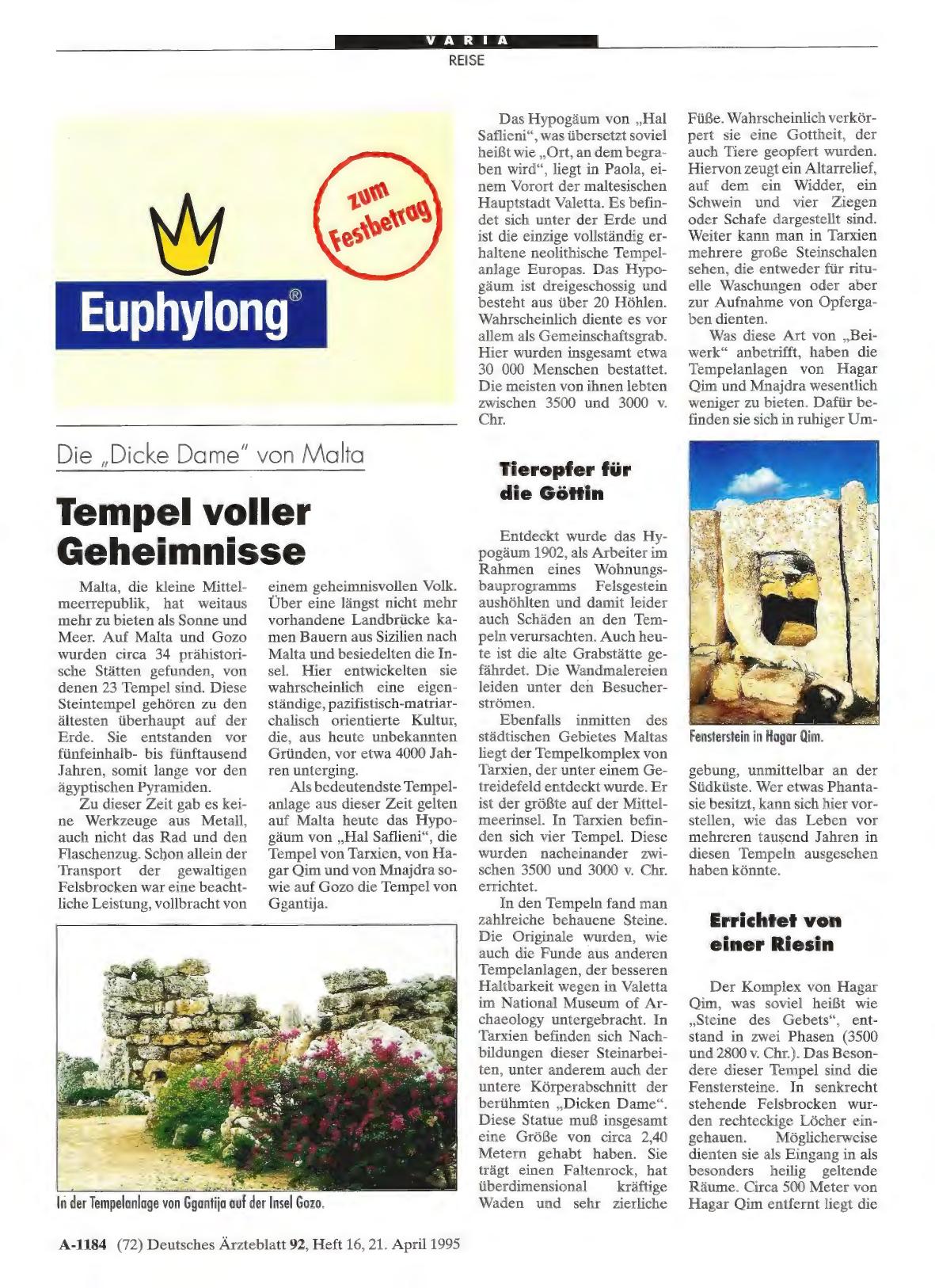 Vorschauseite 1: Die „Dicke Dame“ von Malta: Tempel voller Geheimnisse