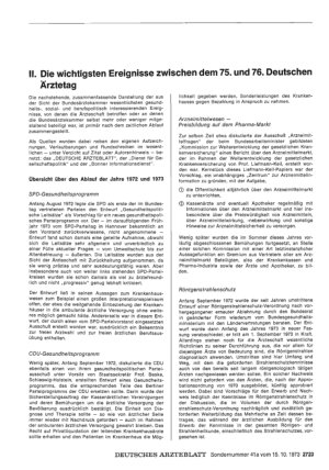 Vorschauseite 1: Bericht über das Jahr 1972/73: A. Die Bundesärztekammer in der Gesundheits-, Sozialund ärztlichen Berufspolitik: Il. Die wichtigsten Ereignisse zwischen dem 75. und 76. Deutschen…