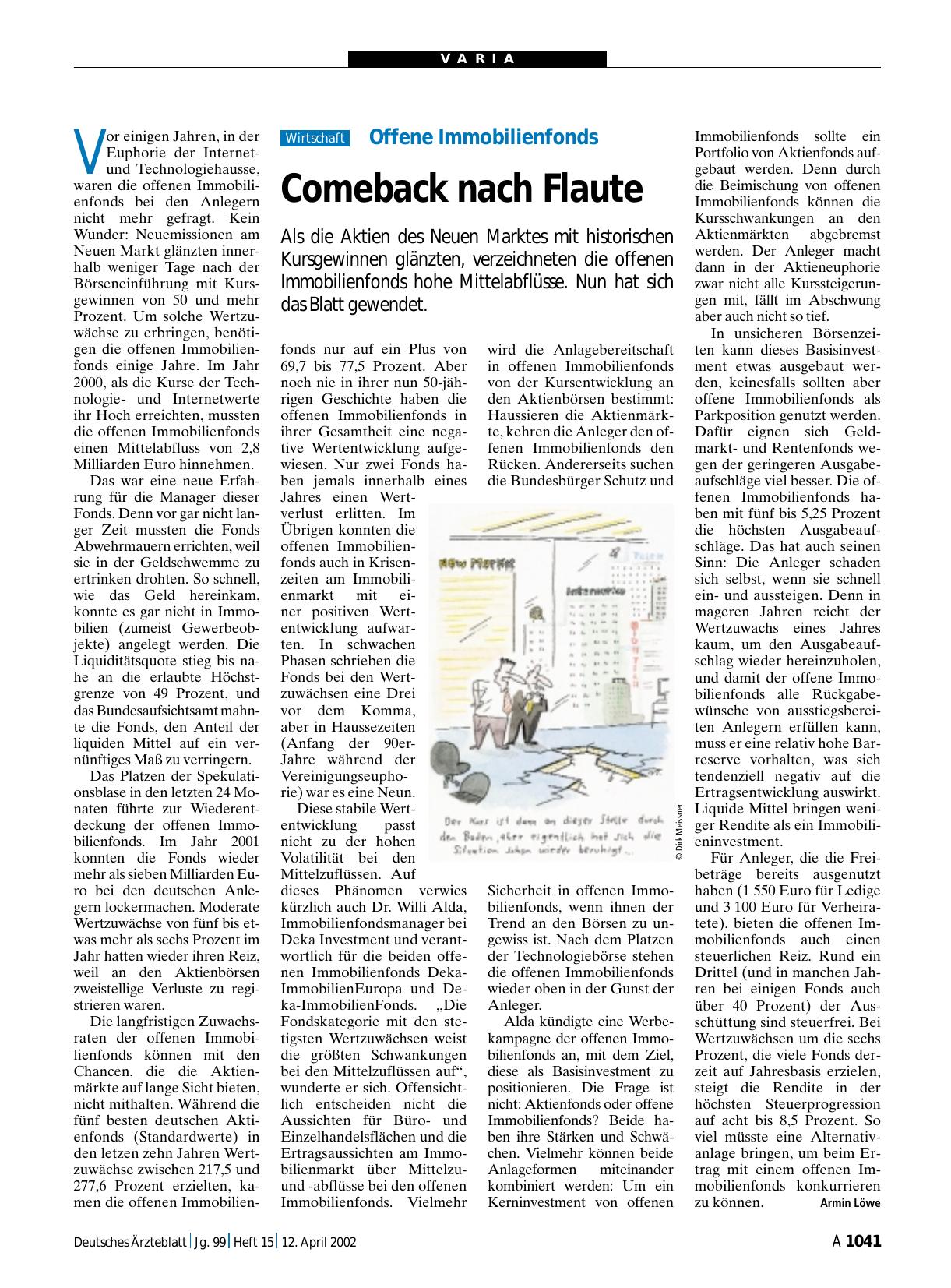 Vorschauseite 1: Offene Immobilienfonds: Comeback nach Flaute