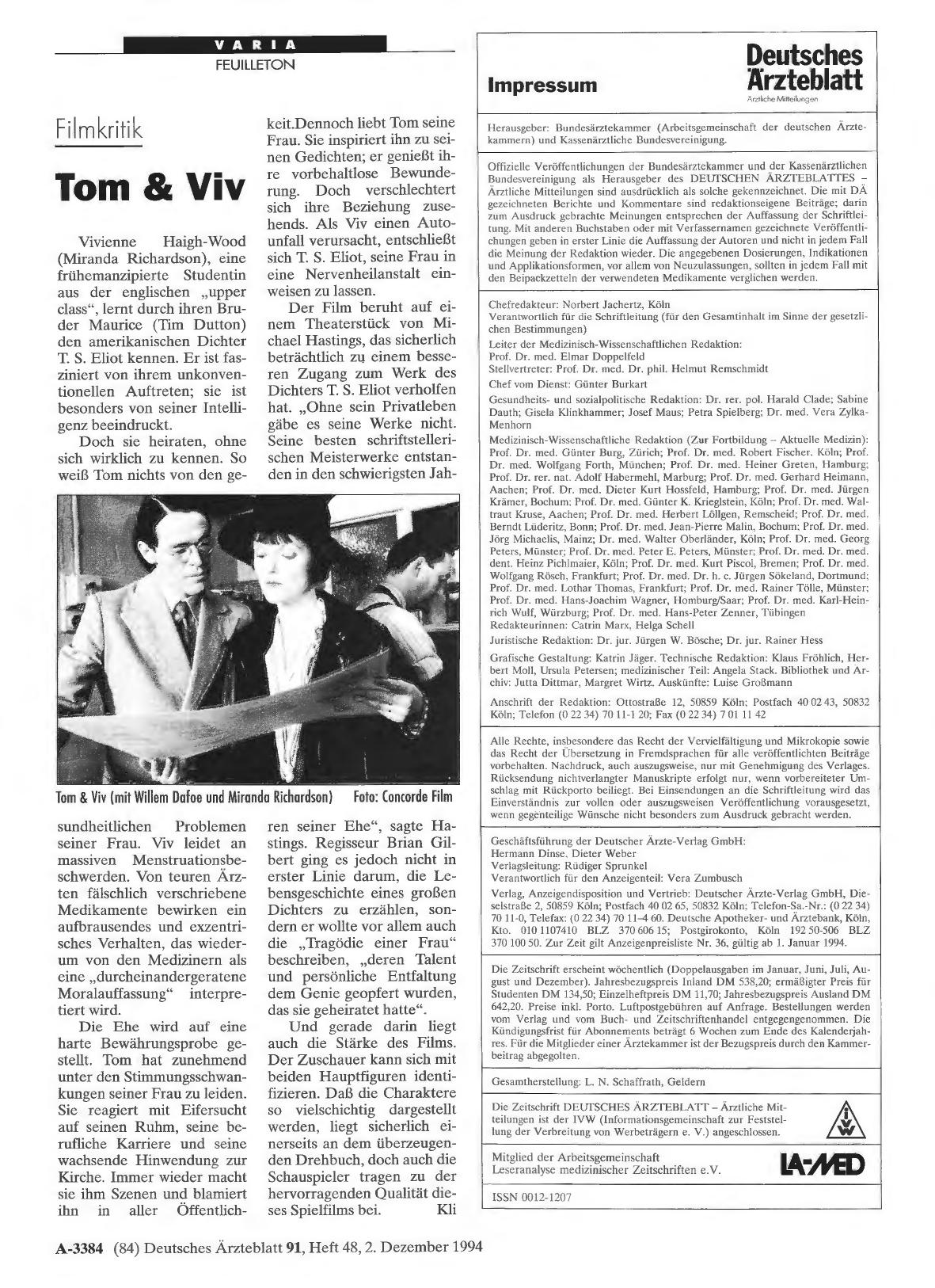 Vorschauseite 1: Filmkritik Tom & Viv