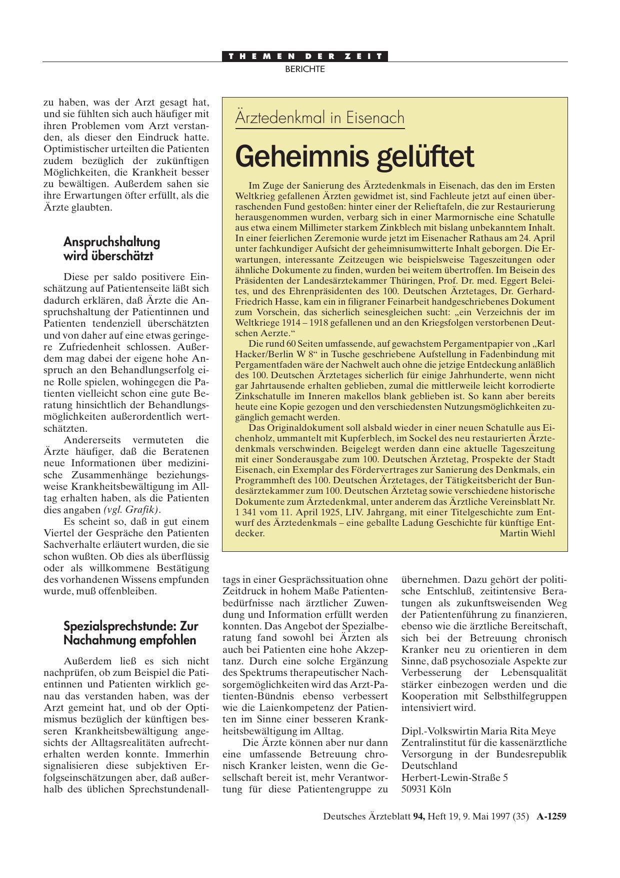 Vorschauseite 1: Ärztedenkmal in Eisenach: Geheimnis gelüftet
