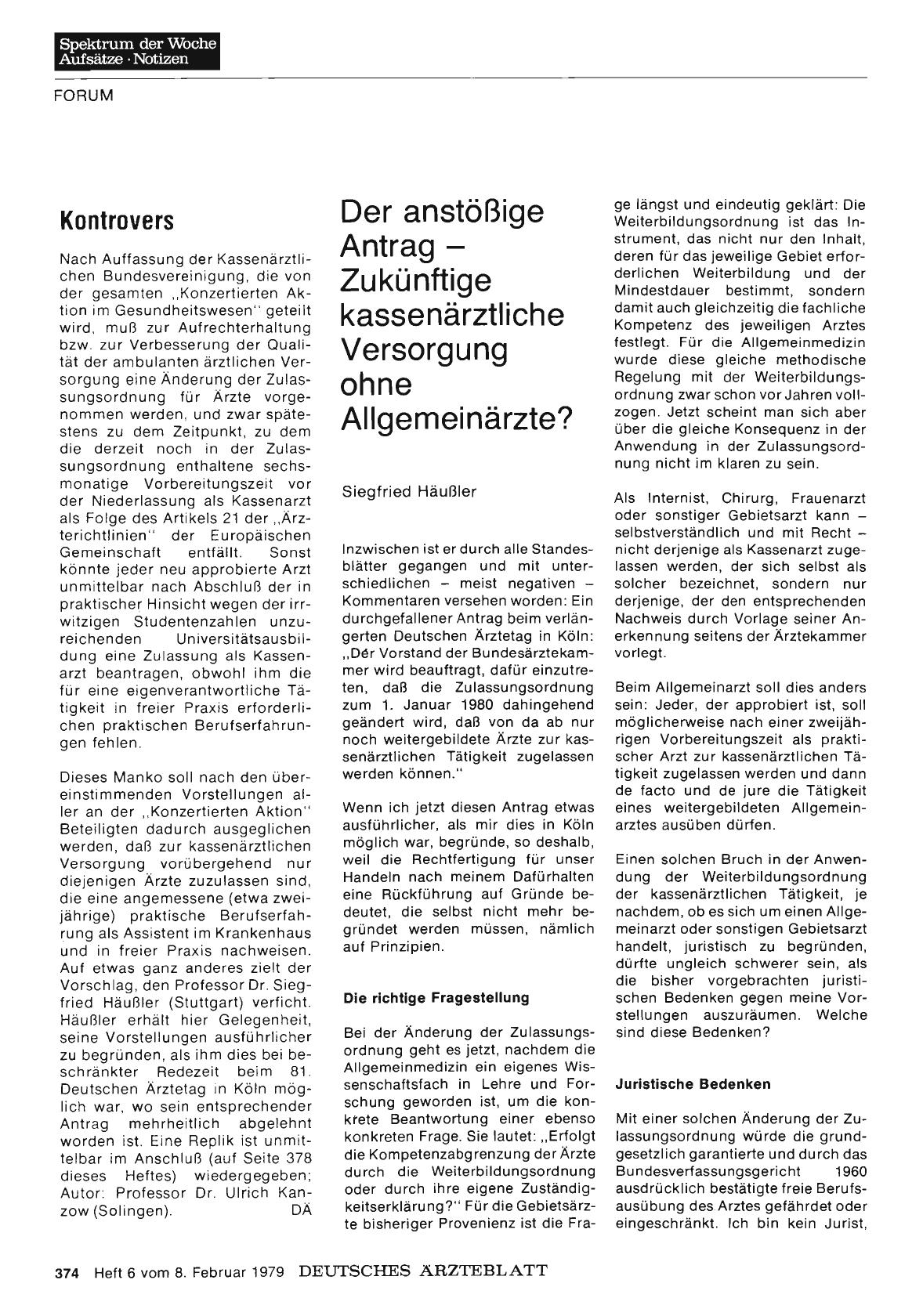 Vorschauseite 1: Der anstößige Antrag — Zukünftige kassenärztliche Versorgung ohne Allgemeinärzte?