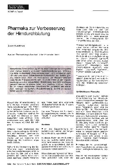 Vorschauseite 1: Pharmaka zur Verbesserung der Hirndurchblutung