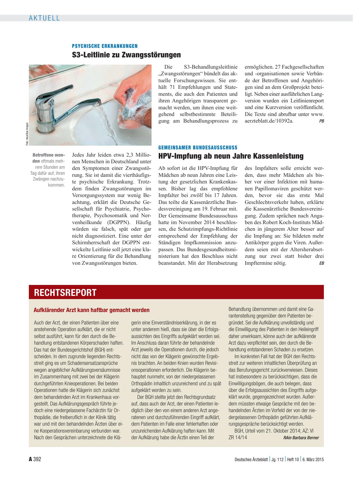 Vorschauseite 1: Psychische Erkrankungen: S3-Leitlinie zu Zwangsstörungen