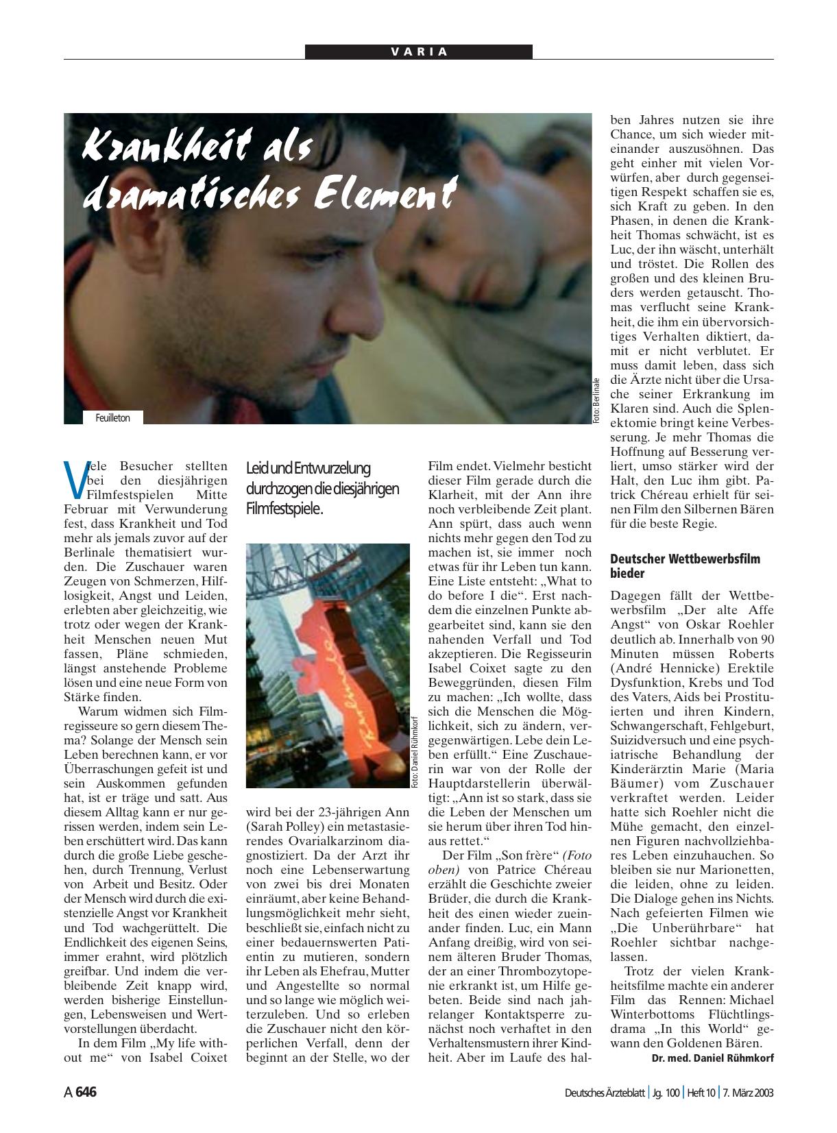 Vorschauseite 1: Krankheit als dramatisches Element