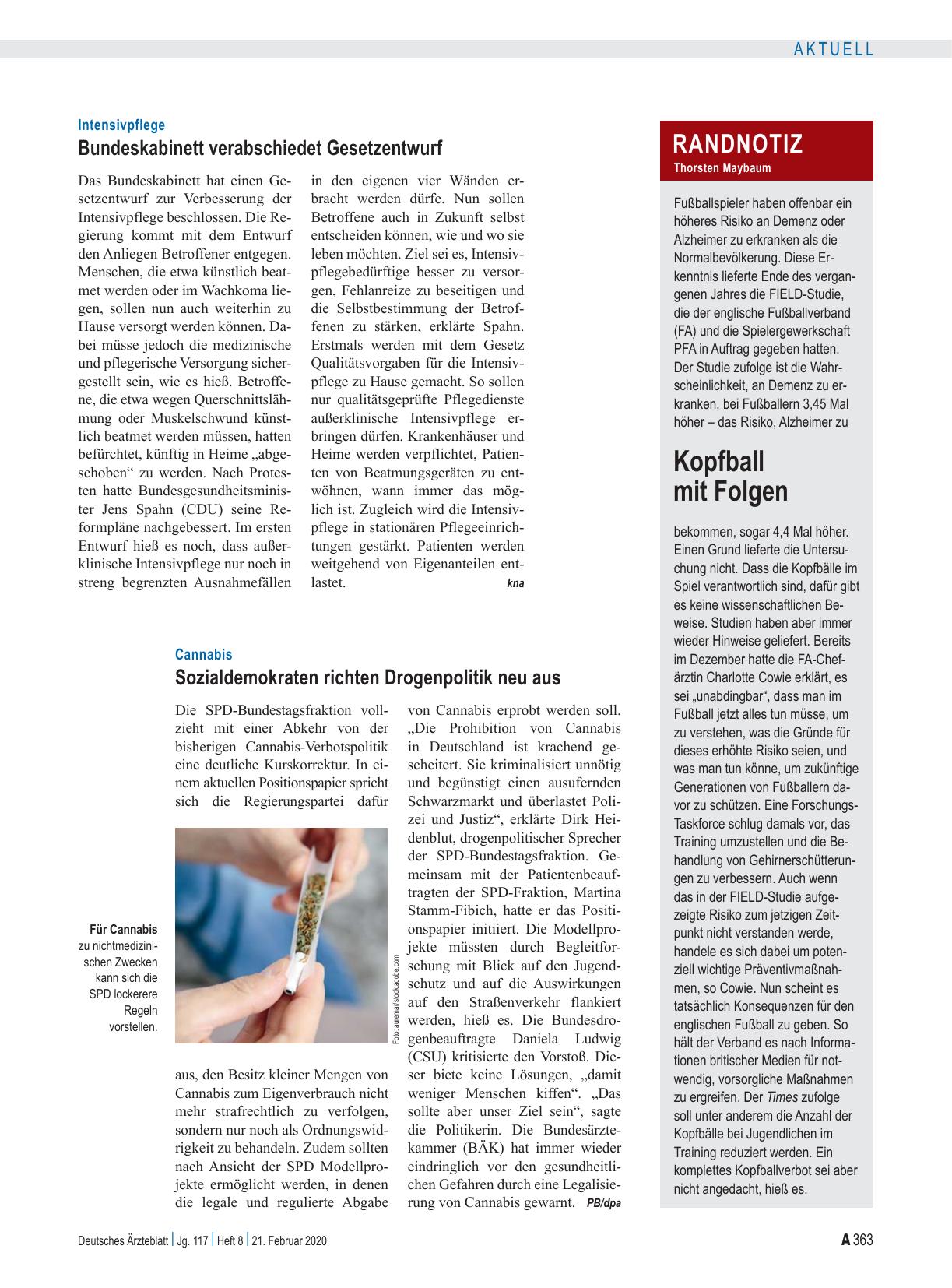 Vorschauseite 1: Intensivpflege: Bundeskabinett verabschiedet Gesetzentwurf